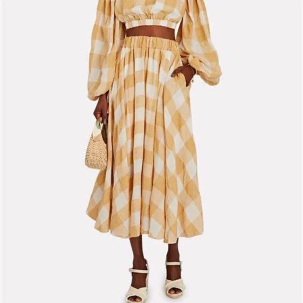 Acler Sutherland Checked Woven Full Midi Skirt - Picture 8 of 8